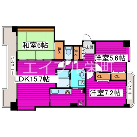 栄町駅 徒歩8分 6階の物件間取画像